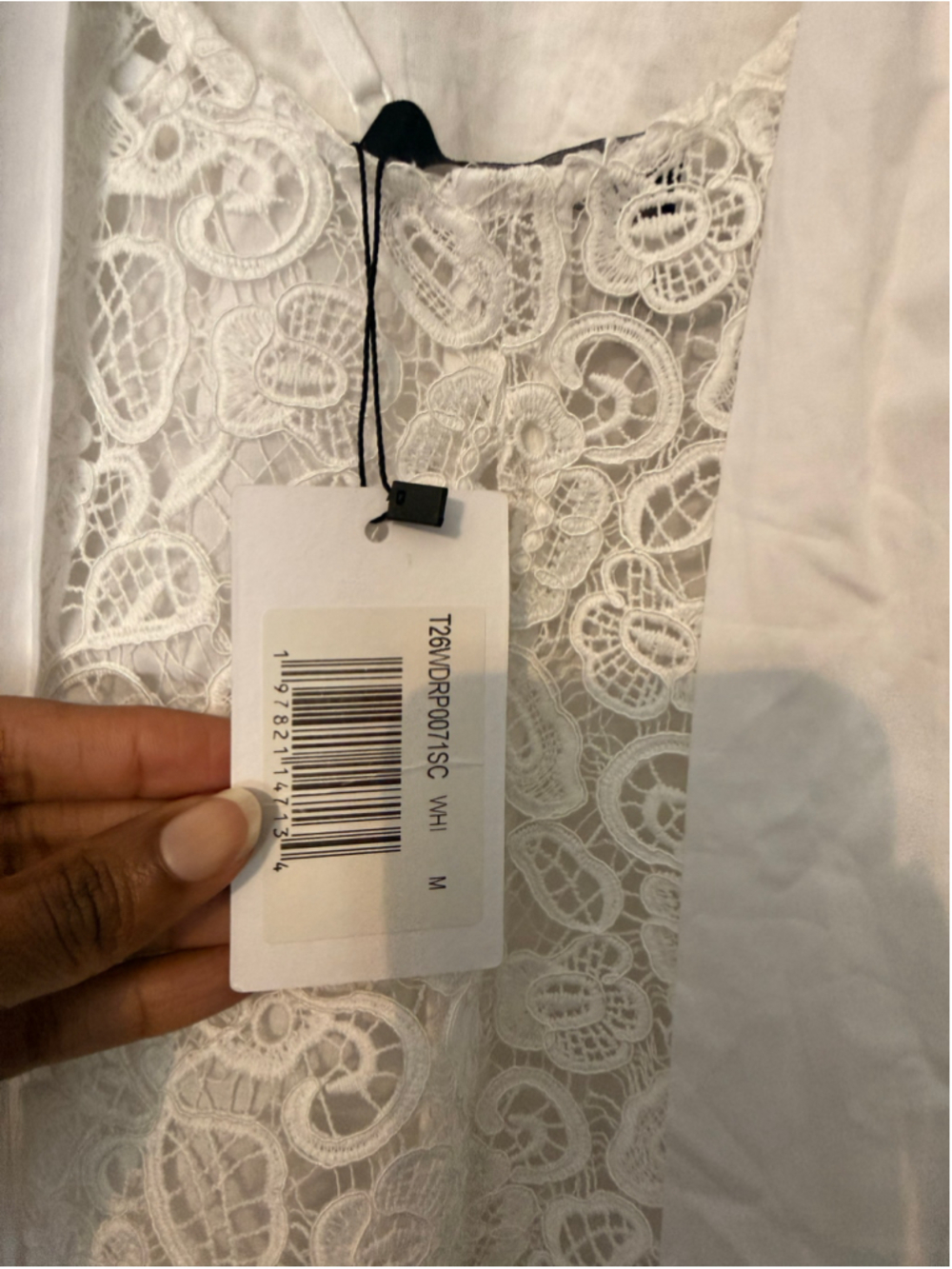 Women's o.p.t White Lace Mini Dress with Back Bow Detail, Size M - Picture 7 of 8
